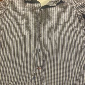Coleman’s White and Blue Button Down Plaid Pattern Men’s Large